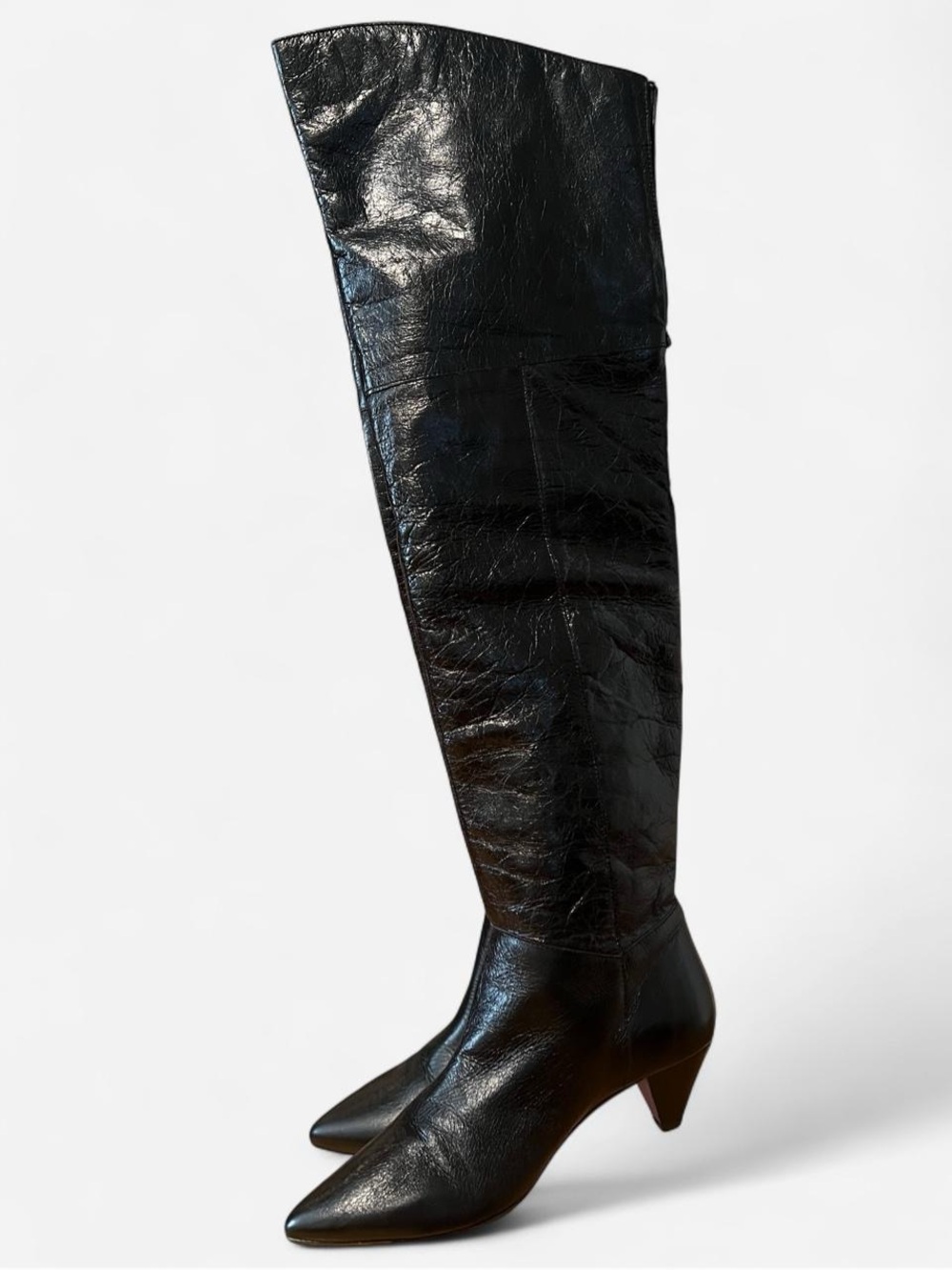 Mango Special Edition Knee-High Kitten Heel Leather Boots